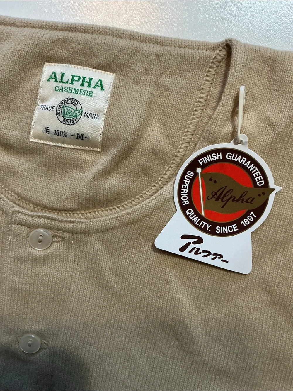 Vintage Alpha 100% Cashmere Japan Undershirt Henley Sweater